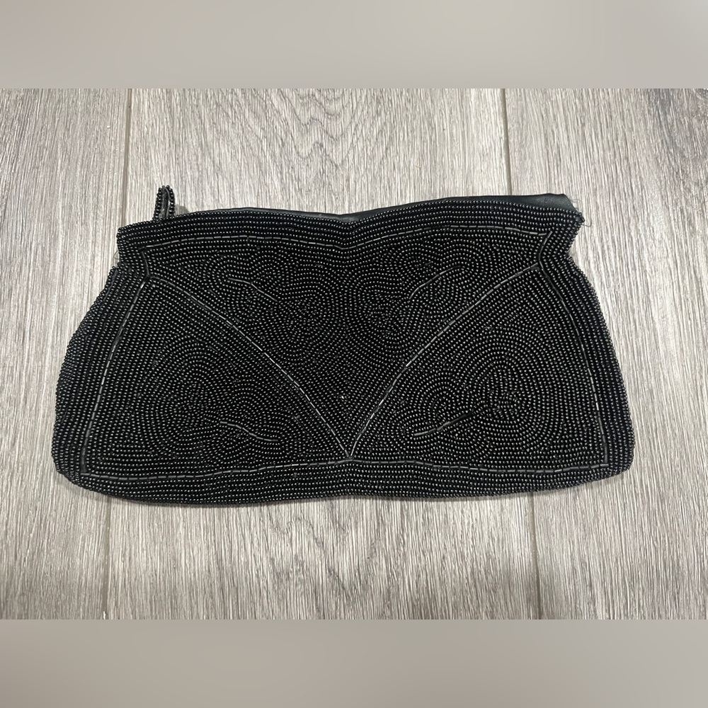 Vintage Black Beaded Clutch